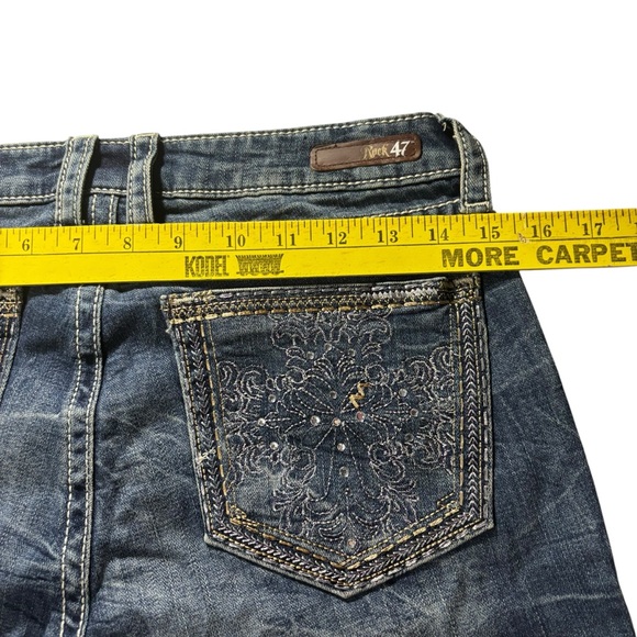 Wrangler Rock 47 Womens Jeans 28x26” Blue Denim Boot Cut Low Rise Embellished - Picture 7 of 9